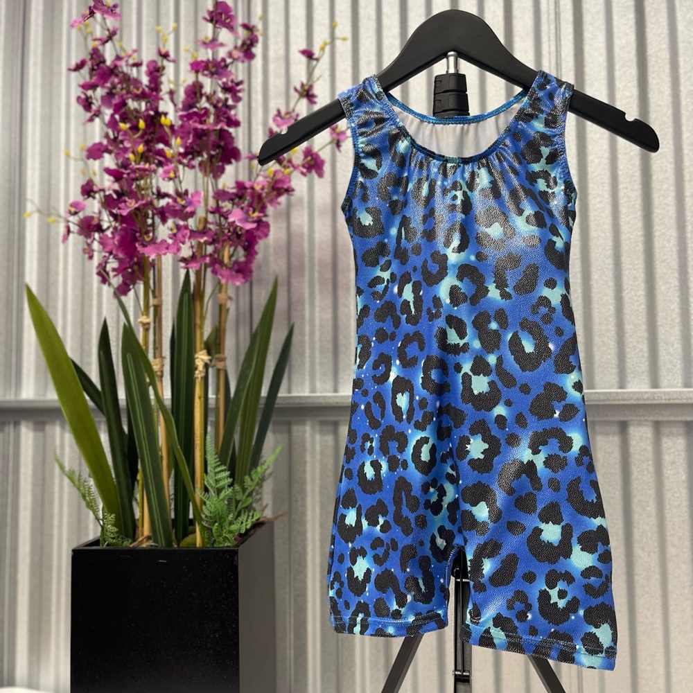 Blue Leopard Print Sleeveless Romper AND Pink Ballet Tutu